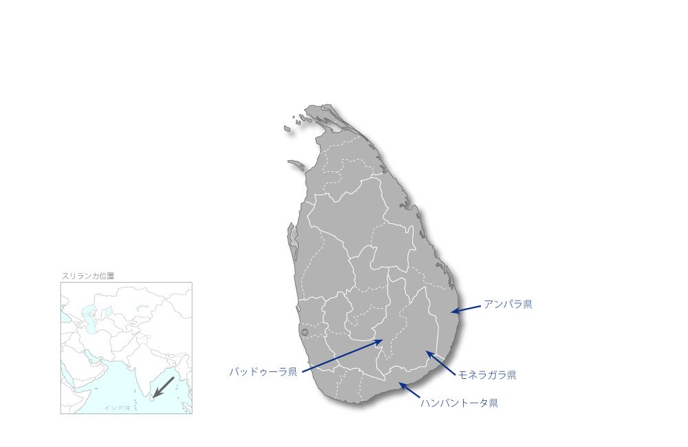 貧困緩和地方開発事業の協力地域の地図