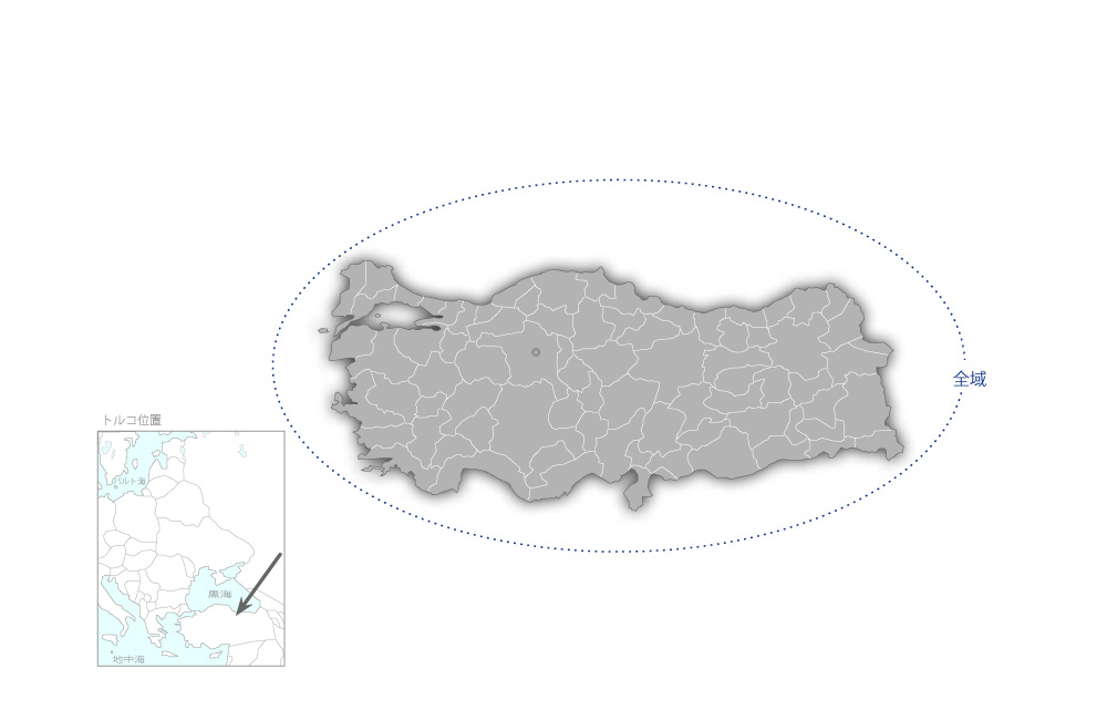 地方自治体下水道整備事業の協力地域の地図