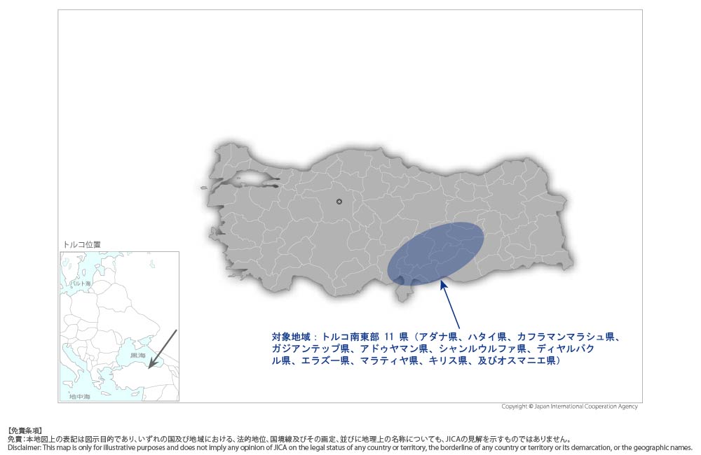 緊急震災復興事業の協力地域の地図