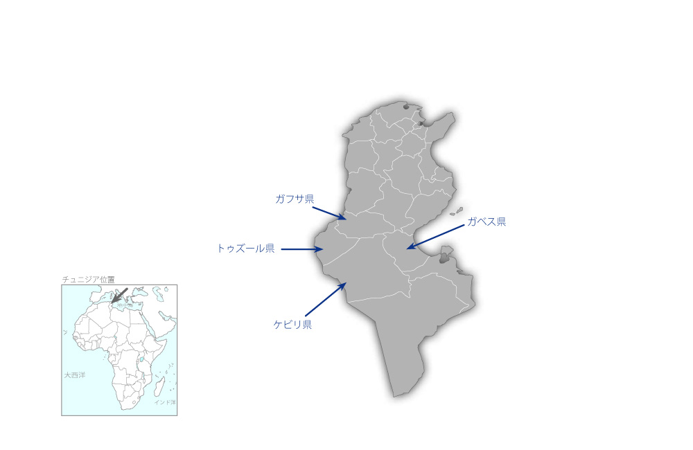 グベラート潅漑事業の協力地域の地図