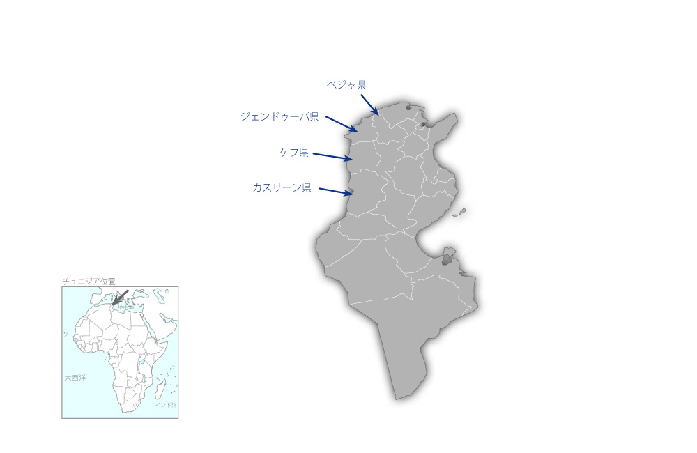 総合植林事業の協力地域の地図