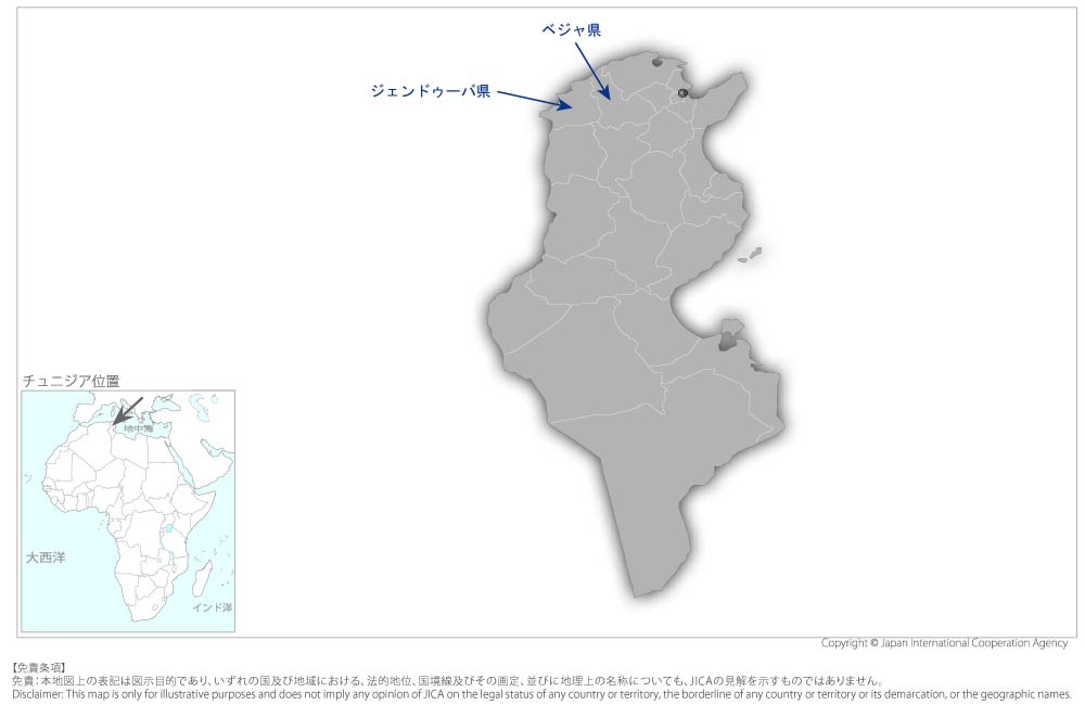 ジェンドゥーバ地方給水事業の協力地域の地図
