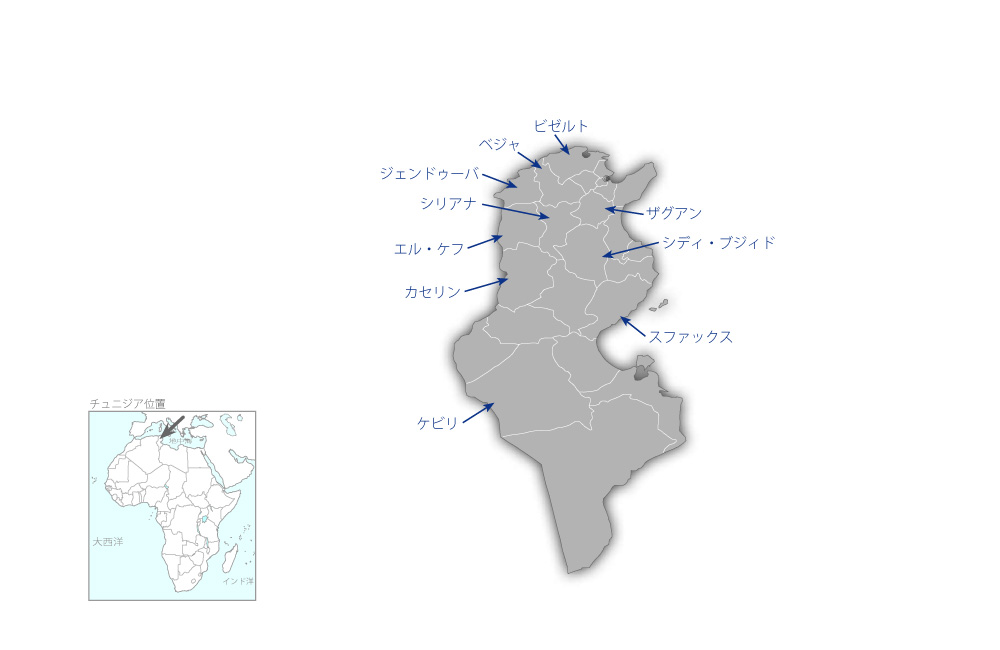 地方都市水環境改善事業の協力地域の地図