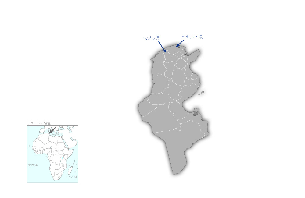 北部地域導水・潅漑事業の協力地域の地図