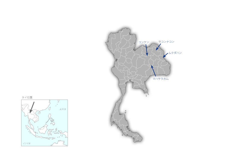 農地改革地区総合農業開発事業の協力地域の地図