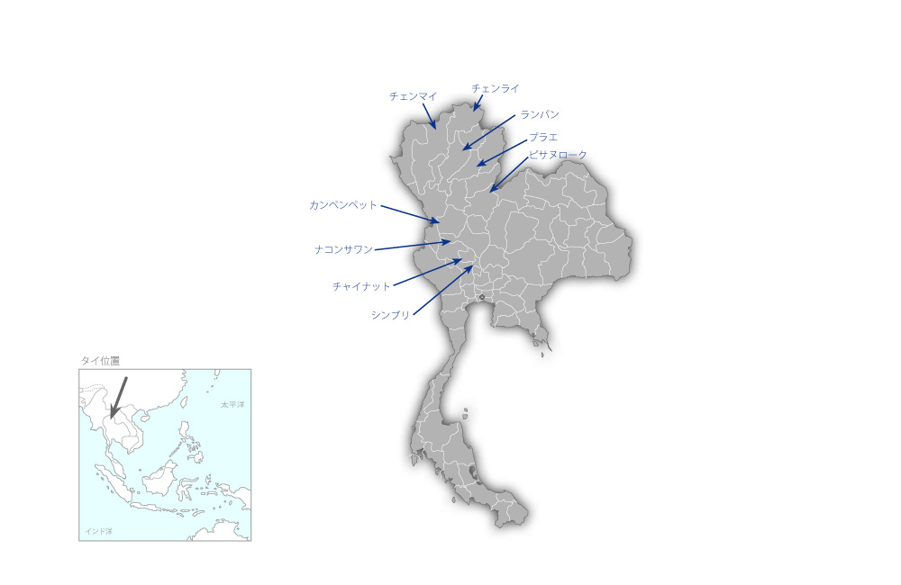 PEA送電網拡充事業（7-2）の協力地域の地図