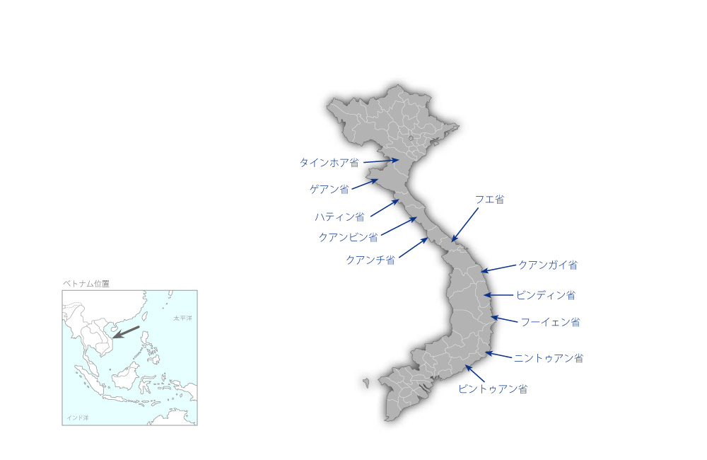 保全林造林・持続的管理事業の協力地域の地図