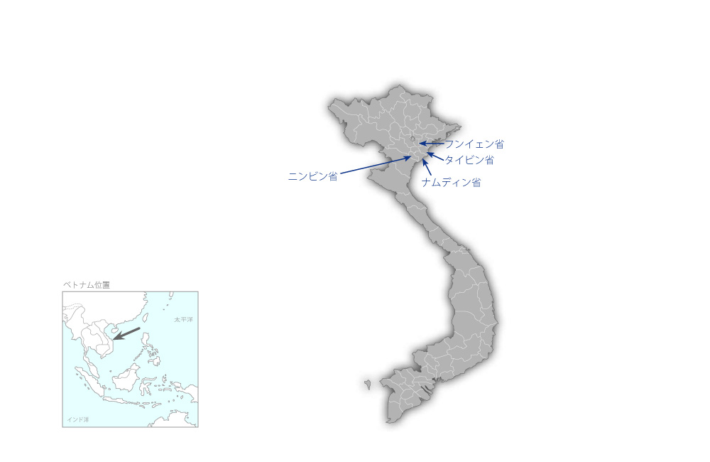 タイビン火力発電所及び送電線建設事業（3）の協力地域の地図