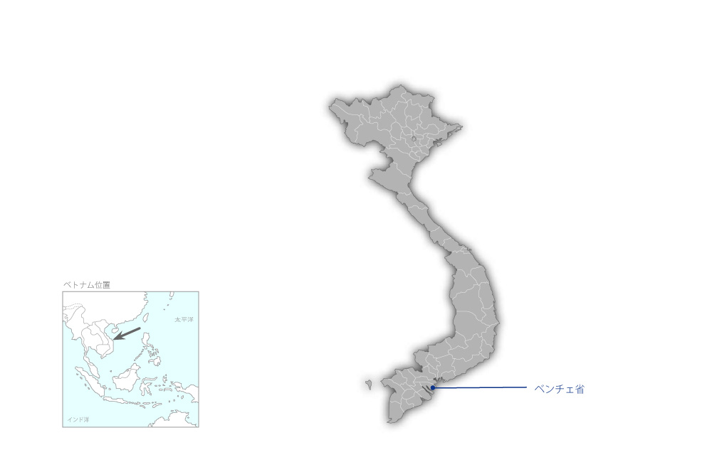 ベンチェ省水管理事業の協力地域の地図