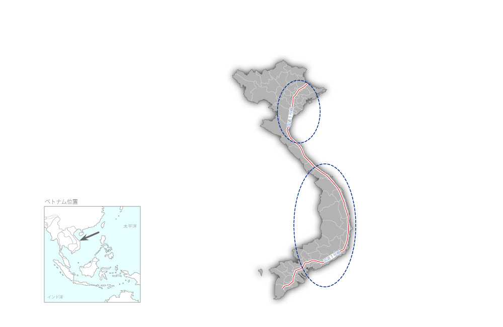 国道1号線橋梁リハビリ事業（1）の協力地域の地図