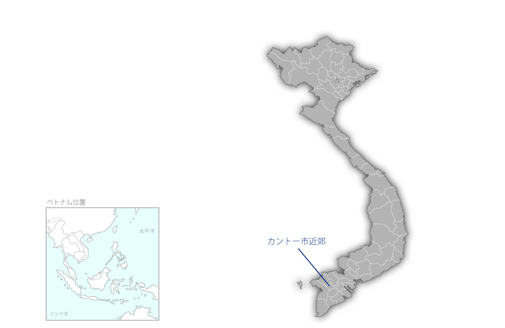 オモン火力発電所メコンデルタ送変電網建設事業（2）の協力地域の地図