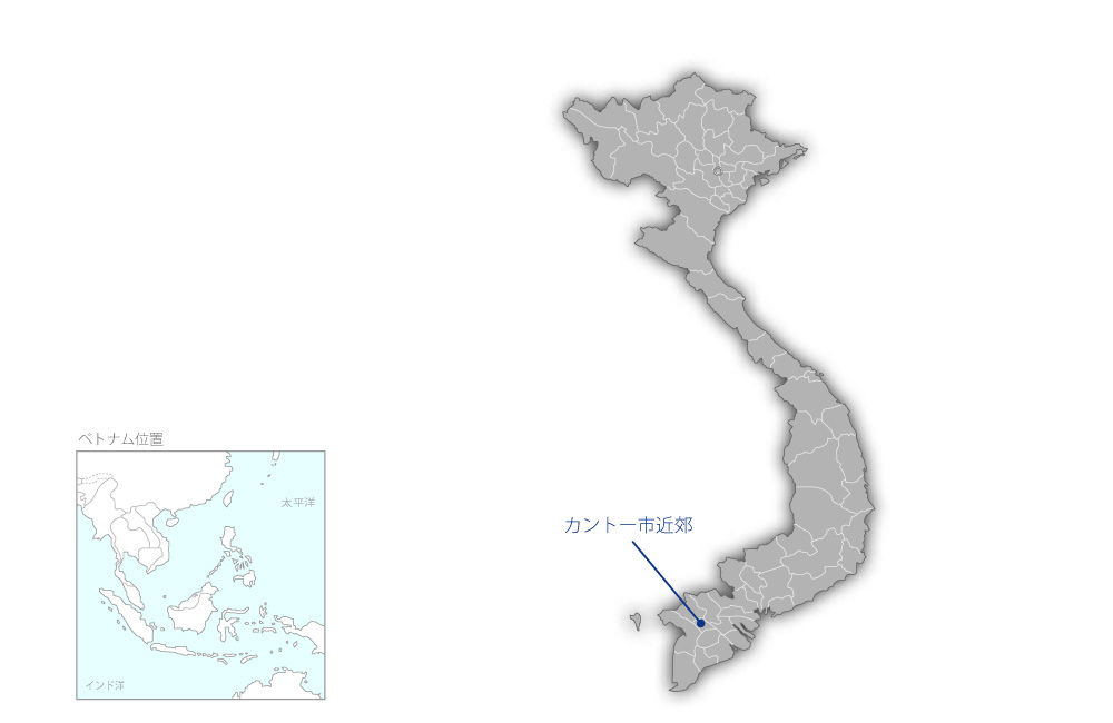 オモン火力発電所メコンデルタ送変電網建設事業（1）の協力地域の地図