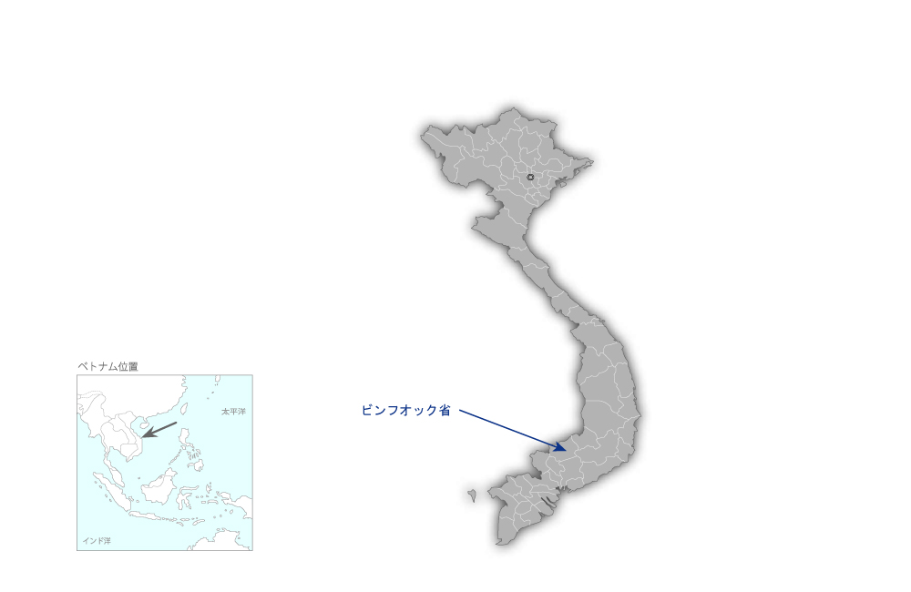 タクモ水力発電所増設事業の協力地域の地図