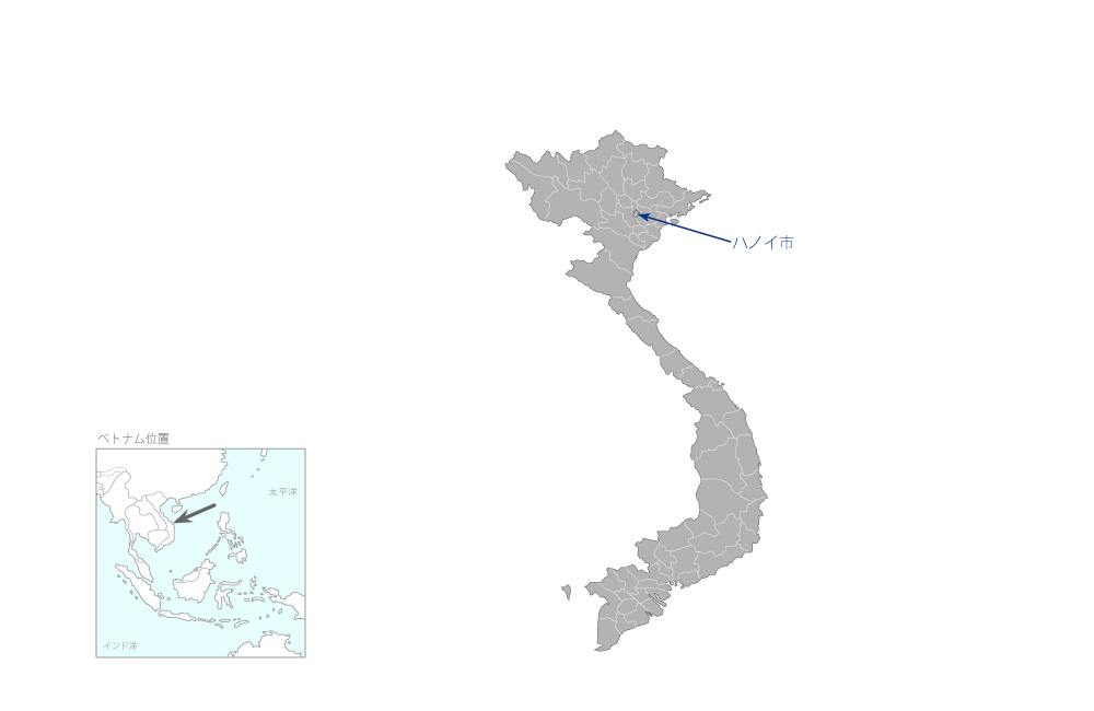 ハノイ市環状3号線整備事業の協力地域の地図