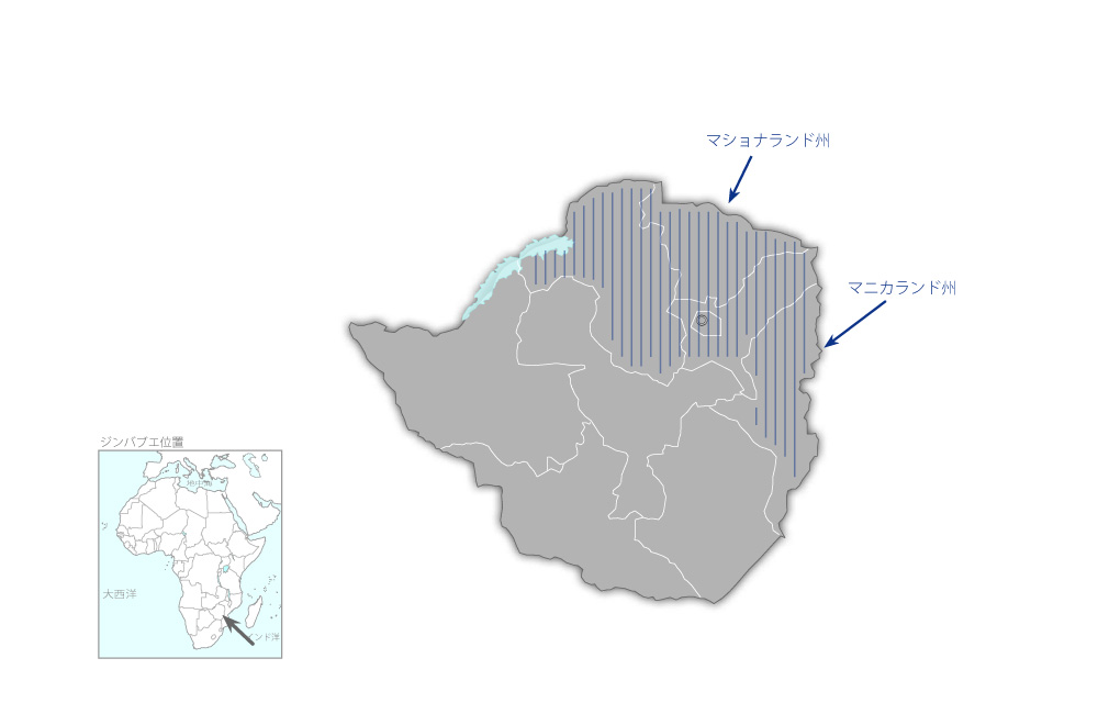 マショナランド・マニカランド州通信施設整備事業（2）の協力地域の地図