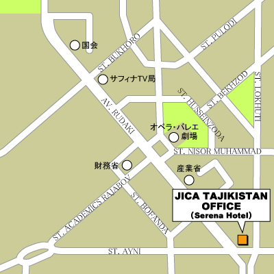 タジキスタン事務所地図
