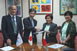 The Japanese government, through the Japan International Cooperation Agency (JICA) turned over Y22M disaster relief items in the form of plastic sheets, sleeping pads, blankets, collapsible water containers, and water purifiers for Typhoon Ruby areas to the Department of Social Welfare and Development (DSWD). JICA has developed hazard maps that the local government units in Typhoon Ruby areas used to minimize casualties. The Japanese aid agency’s shelter assistance in Albay, and the Balangiga National High School were used as evacuation centers at the height of Typhoon Ruby. Photo shows (l-r) JICA Philippines Chief Representative Noriaki Niwa, Japanese Ambassador to the Philippines Kazuhide Ishikawa, DSWD Secretary Dinky Soliman, and DSWD Undersecretary Parisya H. Taradji.