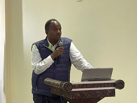 Mr. Addisu speaking approaches in Ethiopia’s long-term low emission development strategies.