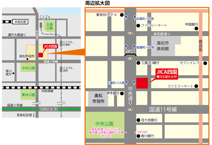 【地図】JICA四国
