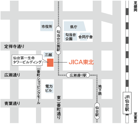 【地図】JICAプラザ東北の地図