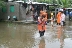 2011年の熱帯暴風雨12-Eで全域が浸水したサンペドロ・マサウア市（中野さん提供）