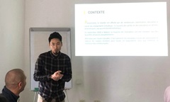 気候変動と自然災害についてのワークショップでプレゼンする林さん