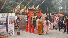 岡本さんが企画したイベント。インドの人にとっては遠い国である日本を感じられるよう展示も工夫した