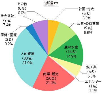 【円グラフ】分野分類別集計表 派遣中